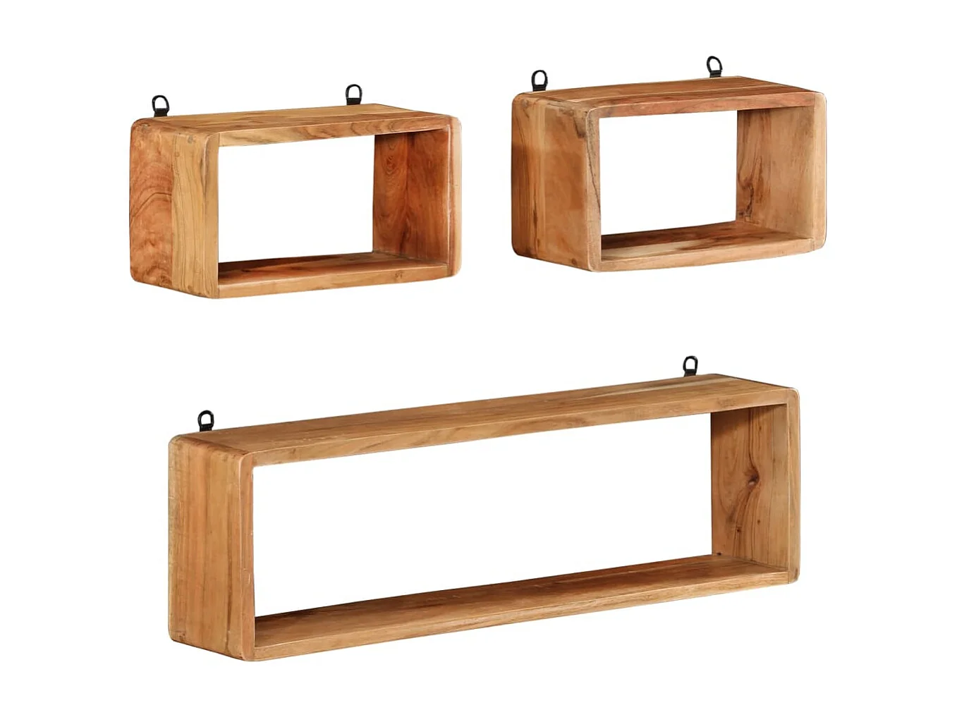 Ensemble d'étagères murales cube 3 pcs Bois d'acacia solide