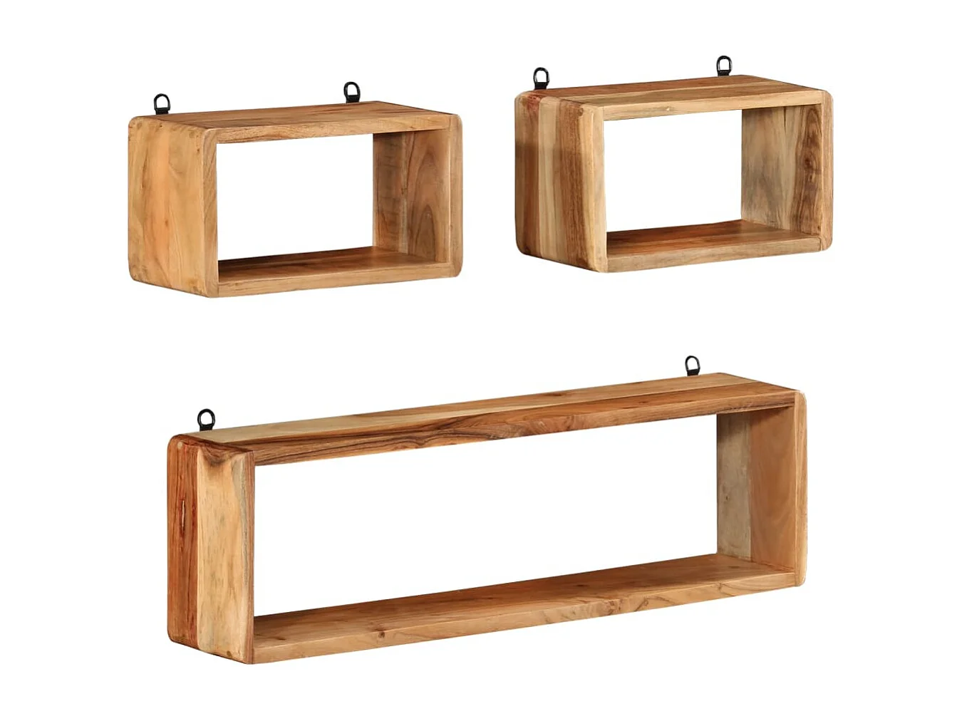 Ensemble d'étagères murales cube 3 pcs Bois d'acacia solide
