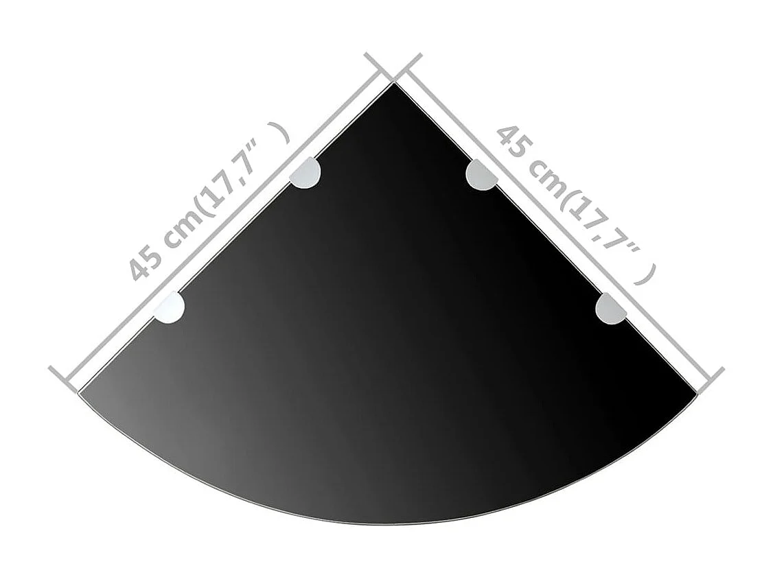 Étagères d'angle 2 pcs et supports chromés Verre Noir 45x45