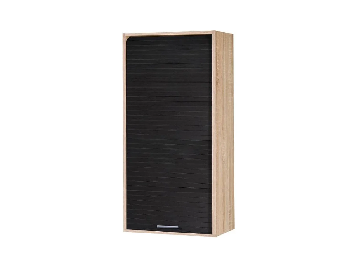 Armoire de cuisine large à rideau chêne naturel et noir Couna L 60 x H 124cm