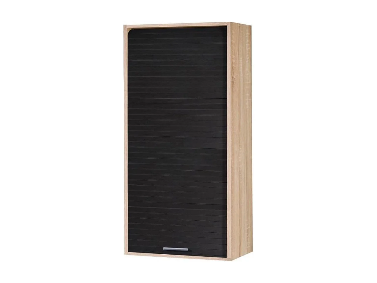 Armoire de cuisine large à rideau chêne naturel et noir Couna L 60 x H 124cm