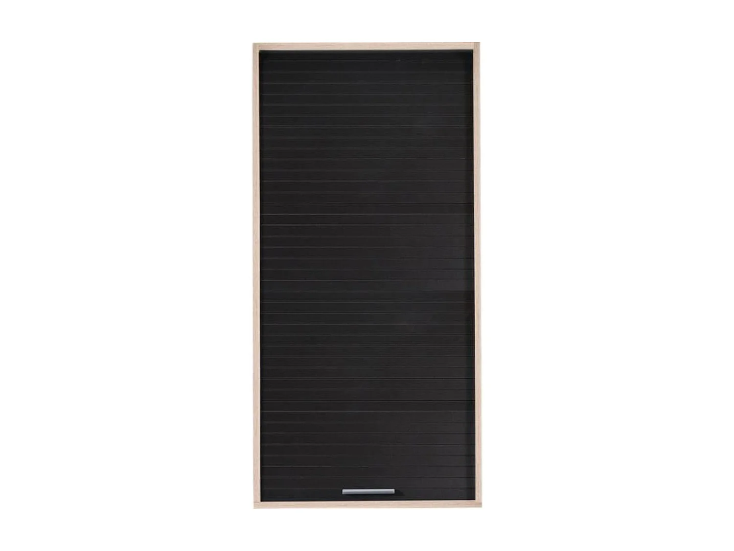 Armoire de cuisine large à rideau chêne naturel et noir Couna L 60 x H 124cm