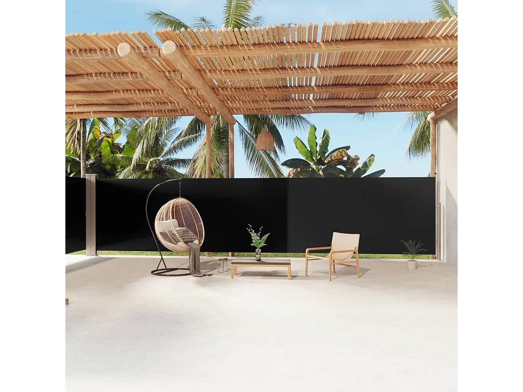 Toldo lateral retráctil negro 180x1200 cm