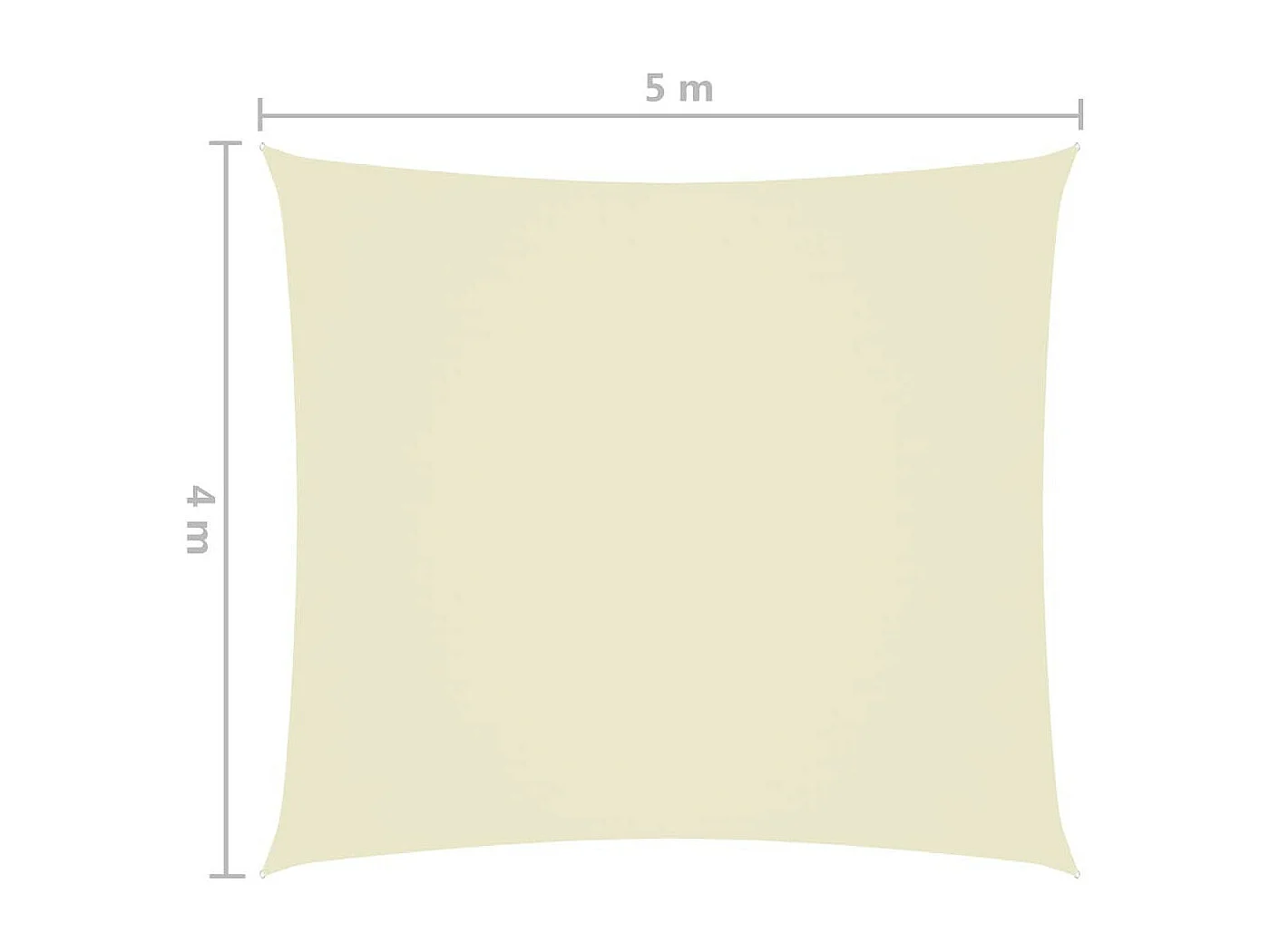 Voile de parasol Tissu Oxford rectangulaire 4x5 m Crème