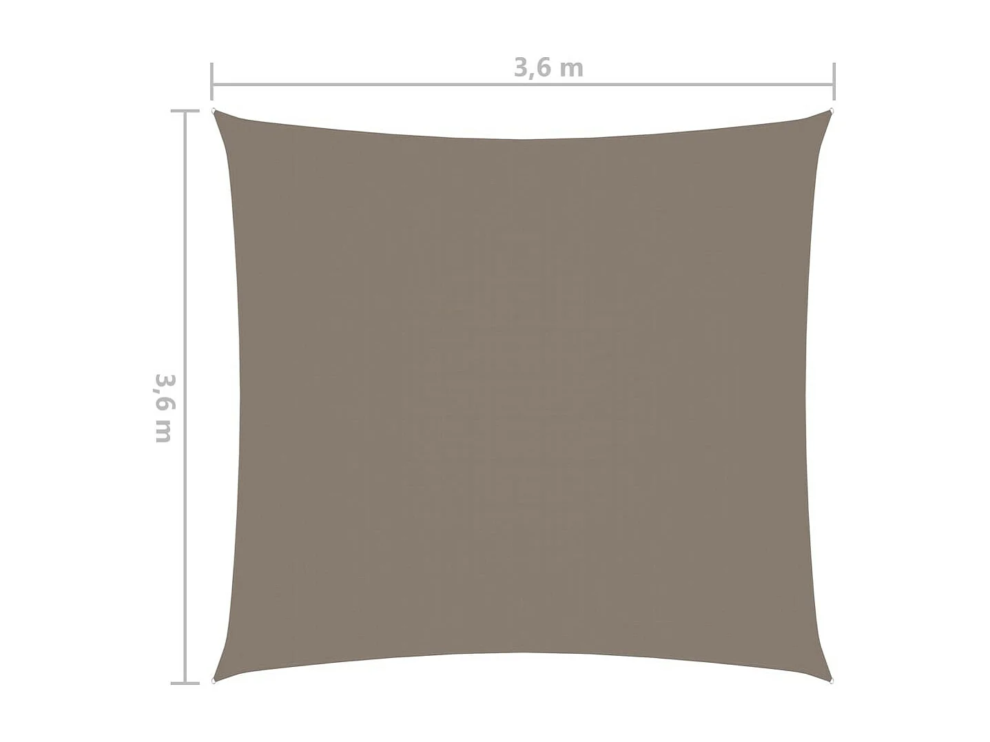 Voile de parasol Tissu Oxford carré 3,6x3,6 m Taupe