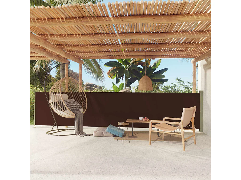 Auvent latéral rétractable de patio 117x600 Marron