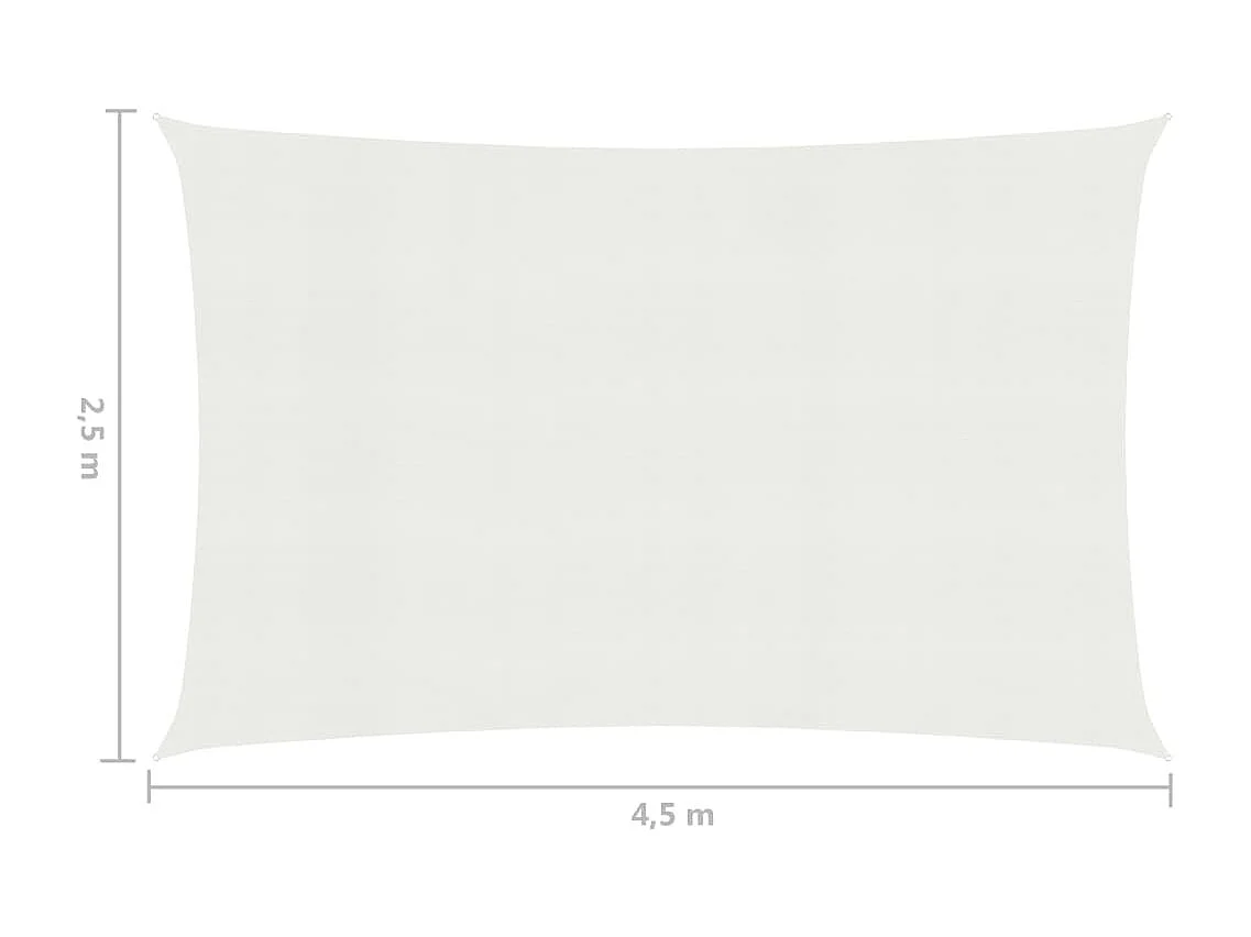 Voile d'ombrage 160 g-m² Blanc 2,5x4,5 m PEHD