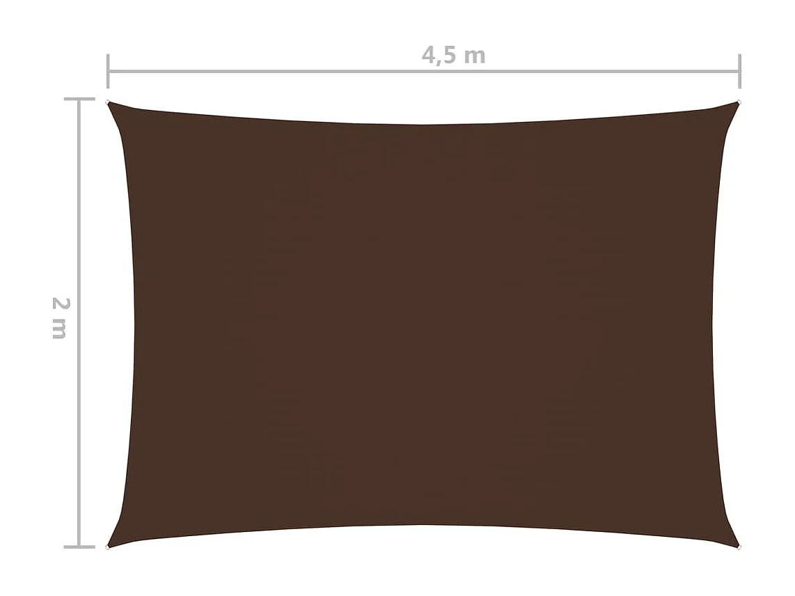 Voile de parasol Tissu Oxford rectangulaire 2x4,5 m Marron