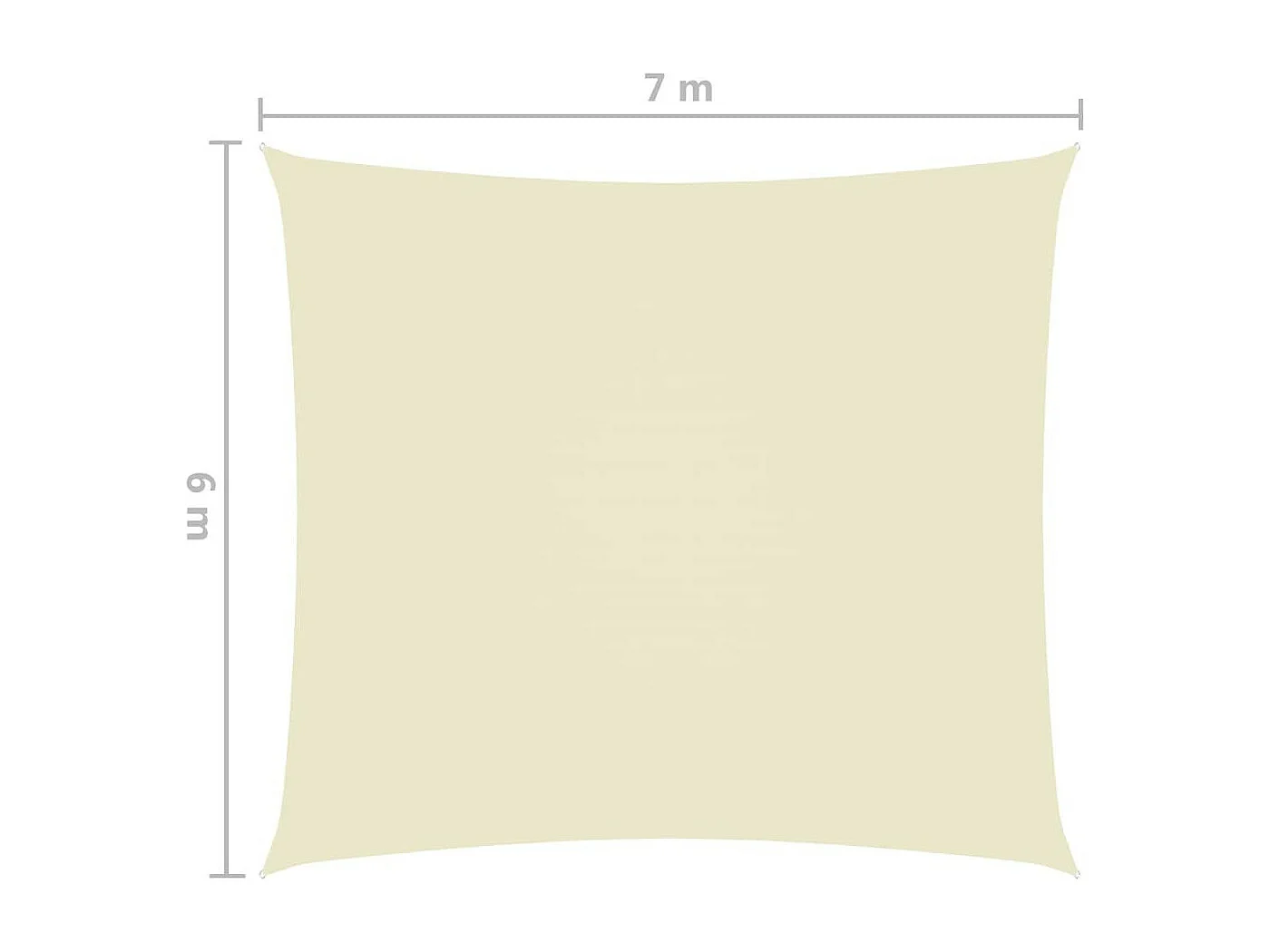 Voile de parasol Tissu Oxford rectangulaire 6x7 m Crème
