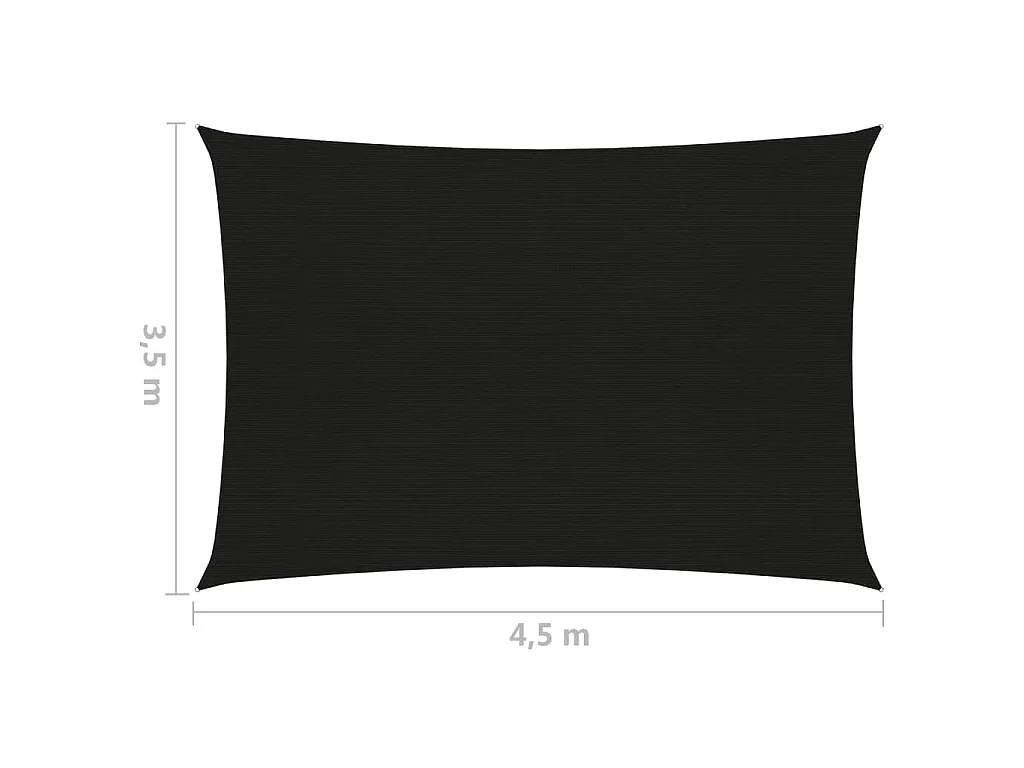 Voile d'ombrage 160 g-m² Noir 3,5x4,5 m PEHD