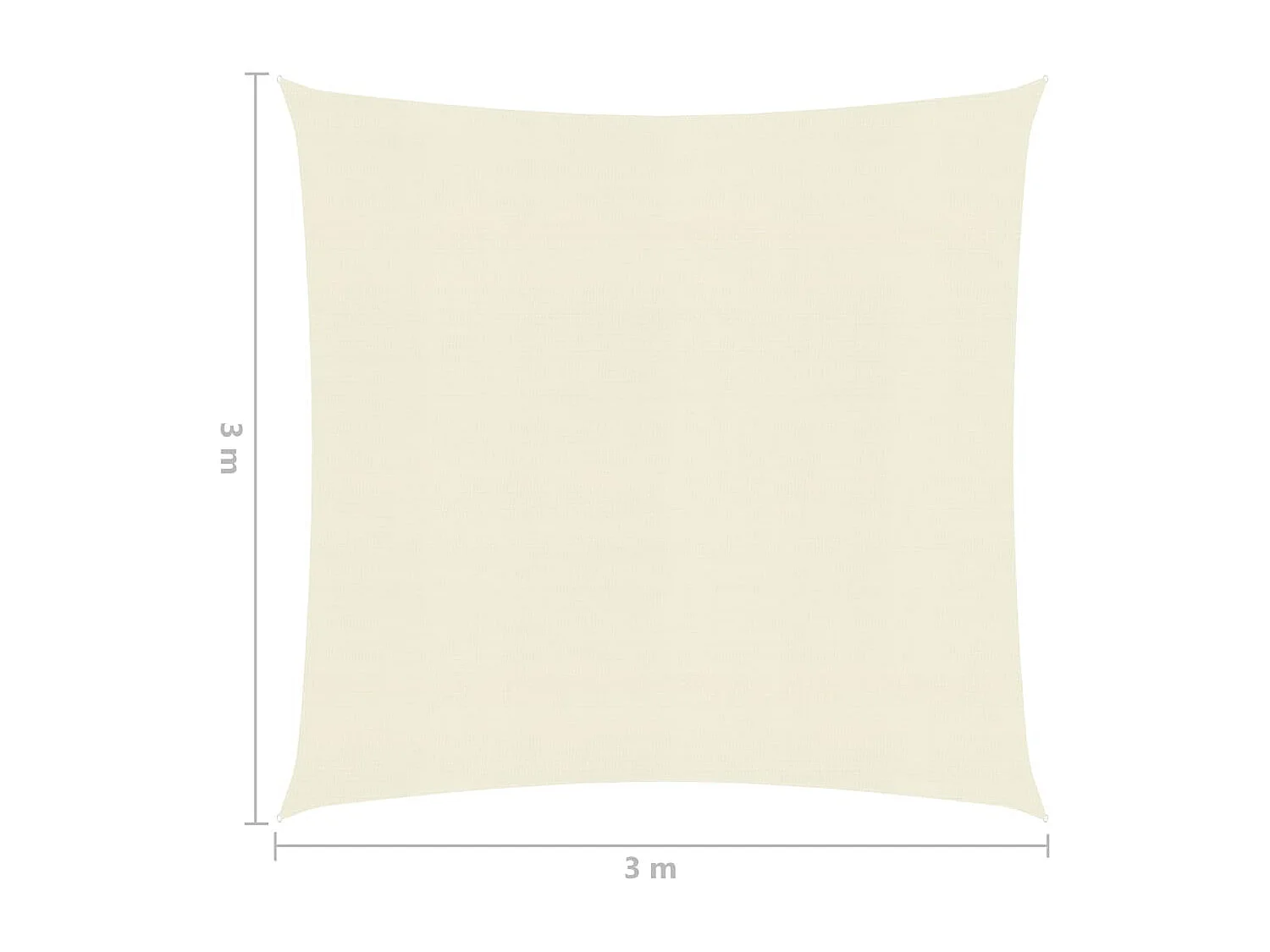 Voile d'ombrage 160 g-m² Crème 3x3 m PEHD