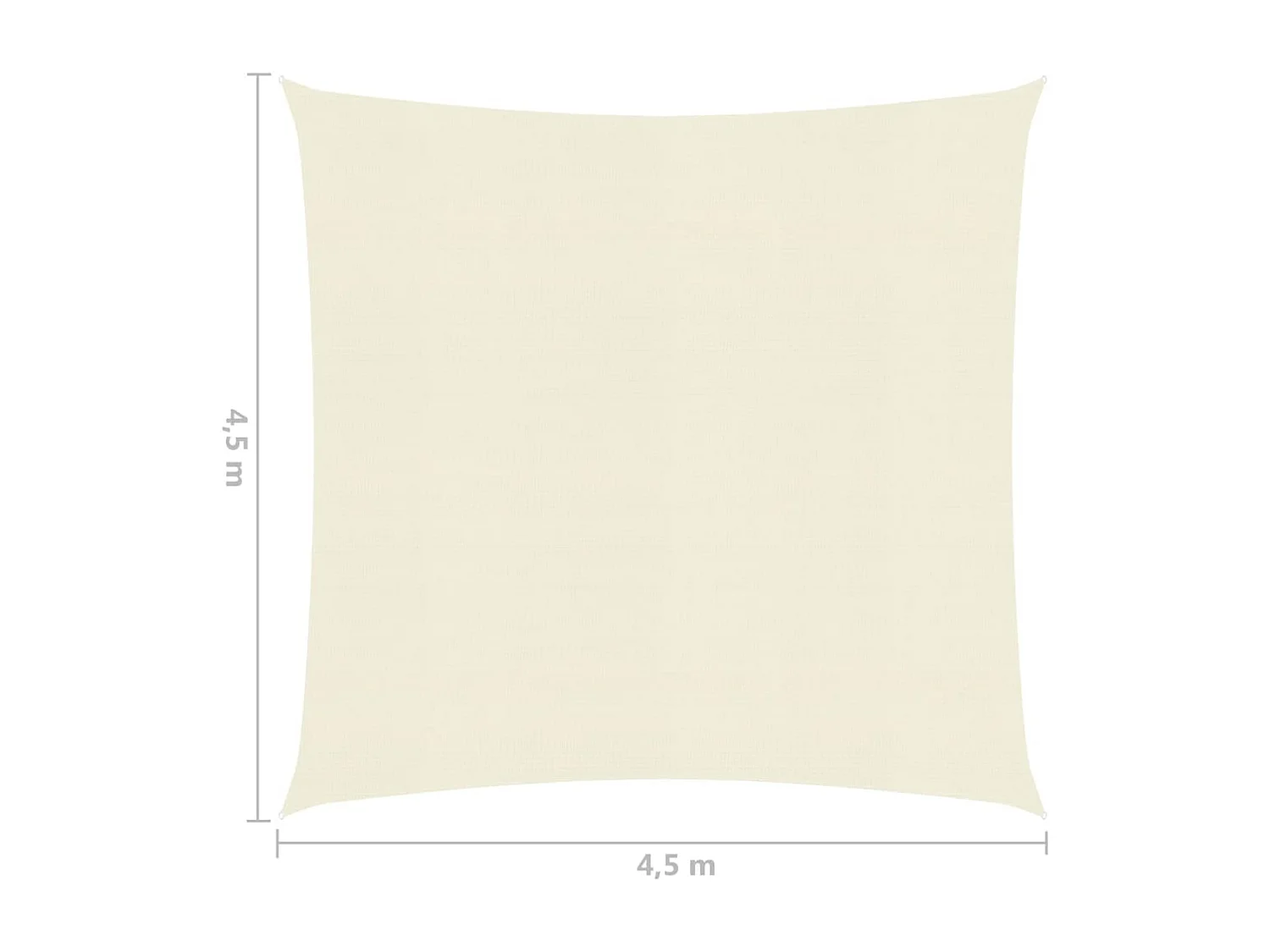 Voile d'ombrage 160 g-m² Crème 4,5x4,5 m PEHD