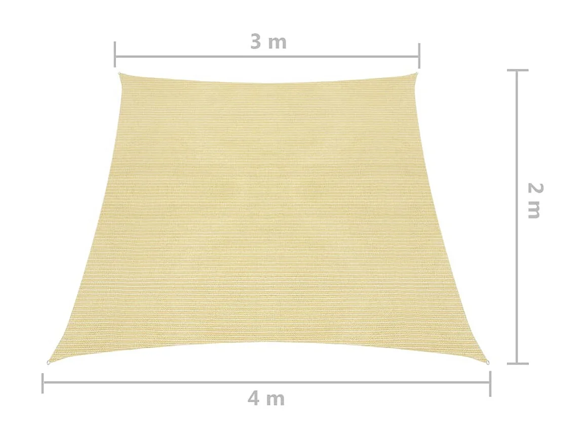 Voile d'ombrage 160 g-m² Beige 3-4x2 m PEHD