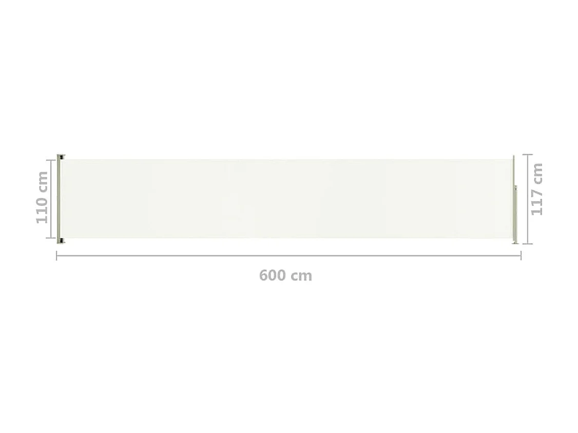 Auvent latéral rétractable de patio 117x600 Crème