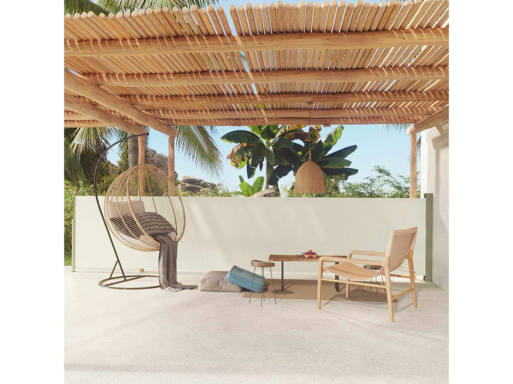 Auvent latéral rétractable de patio 117x600 Crème