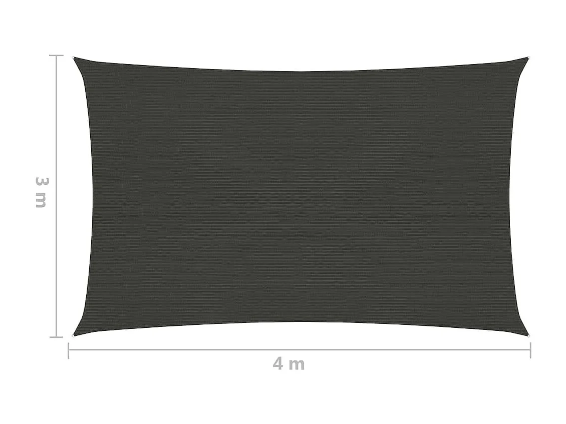 Voile d'ombrage 160 g-m² Anthracite 3x4 m PEHD