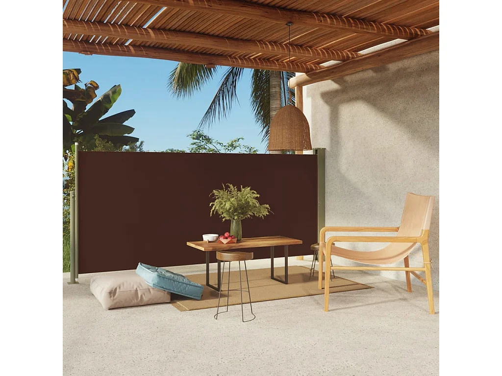 Auvent latéral rétractable de patio 140x300 Marron 2
