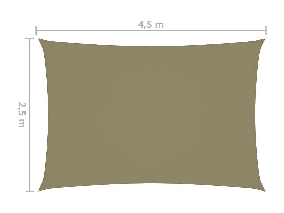 Voile de parasol Tissu Oxford rectangulaire 2,5x4,5 m Beige