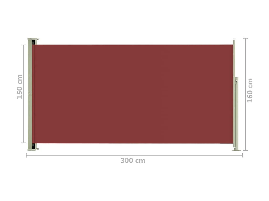 Auvent latéral rétractable de patio 160x300 Rouge 2