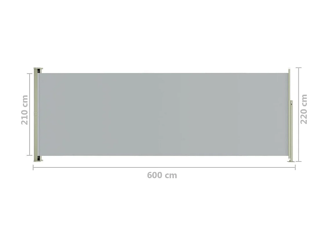 Auvent latéral rétractable de patio 220x600 Gris