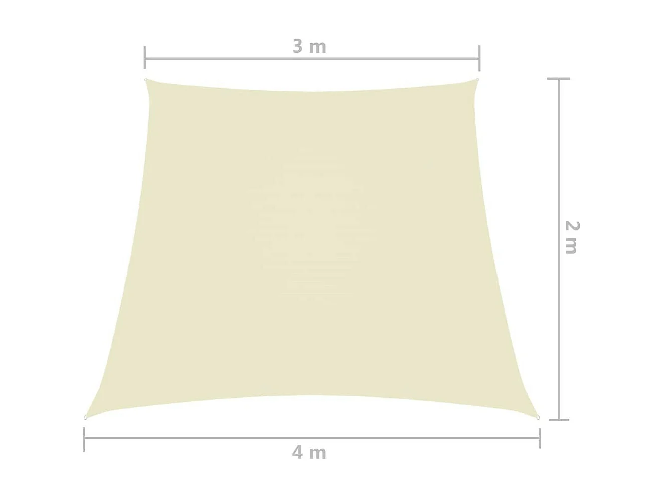 Voile de parasol Tissu Oxford trapèze 3-4x2 m Crème