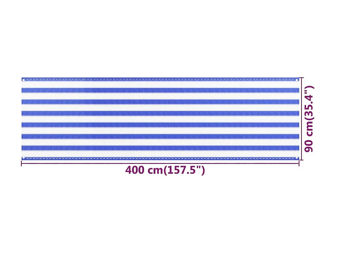 Écran de balcon Bleu et blanc 90x400 PEHD