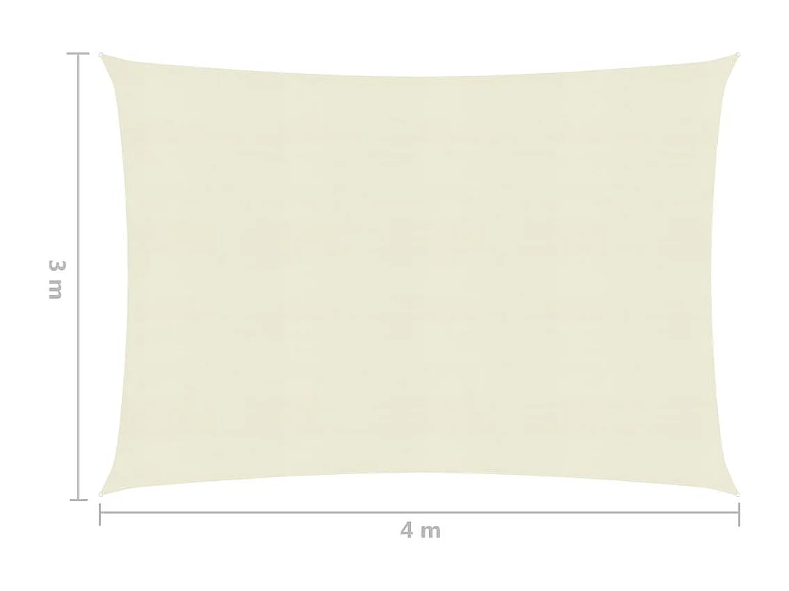 Voile d'ombrage 160 g-m² Crème 3x4 m PEHD