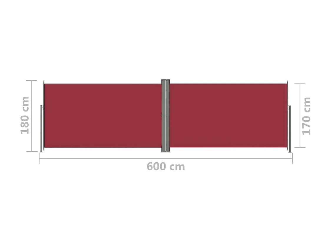 Auvent latéral rétractable Rouge 180x600