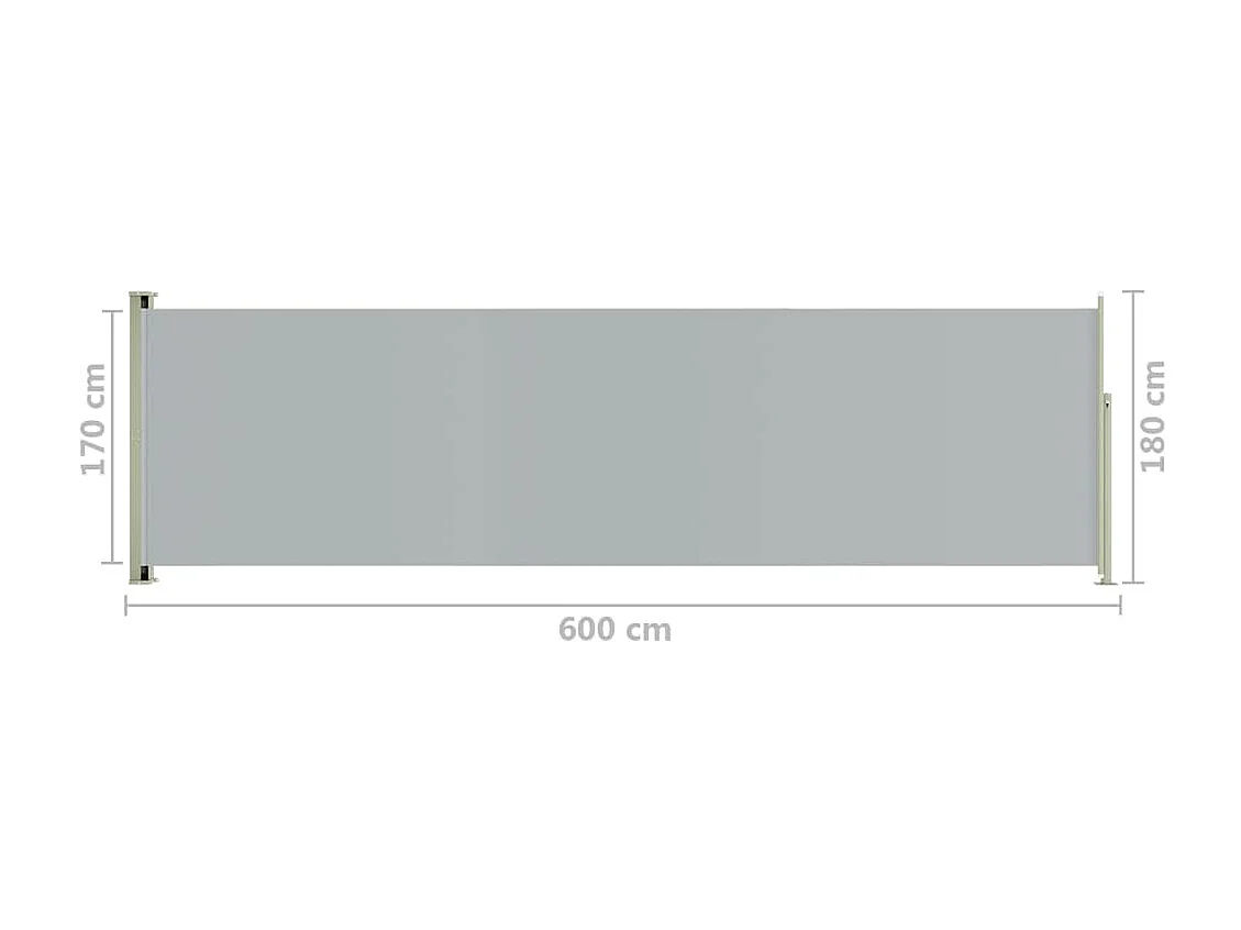 Auvent latéral rétractable de patio 180x600 Gris