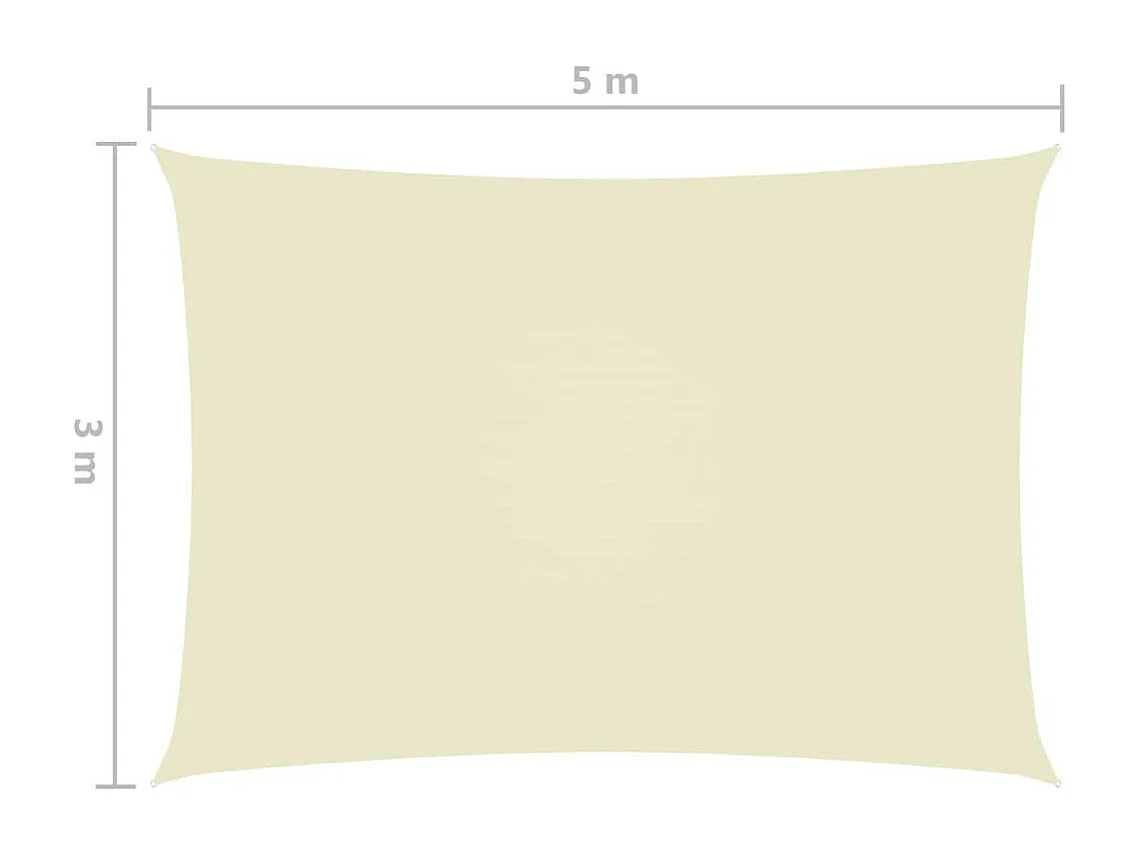 Voile de parasol Tissu Oxford rectangulaire 3x5 m Crème
