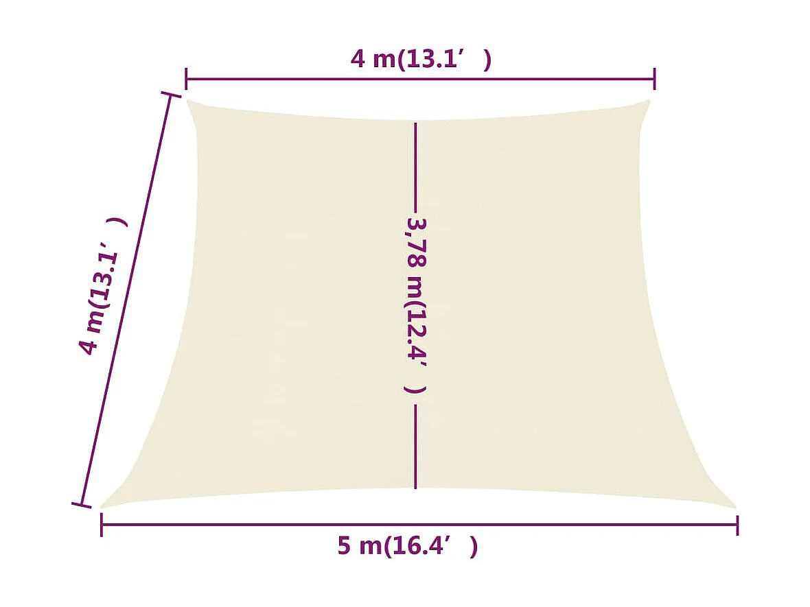 Voile d'ombrage 160 g-m² Crème 4-5x4 m PEHD