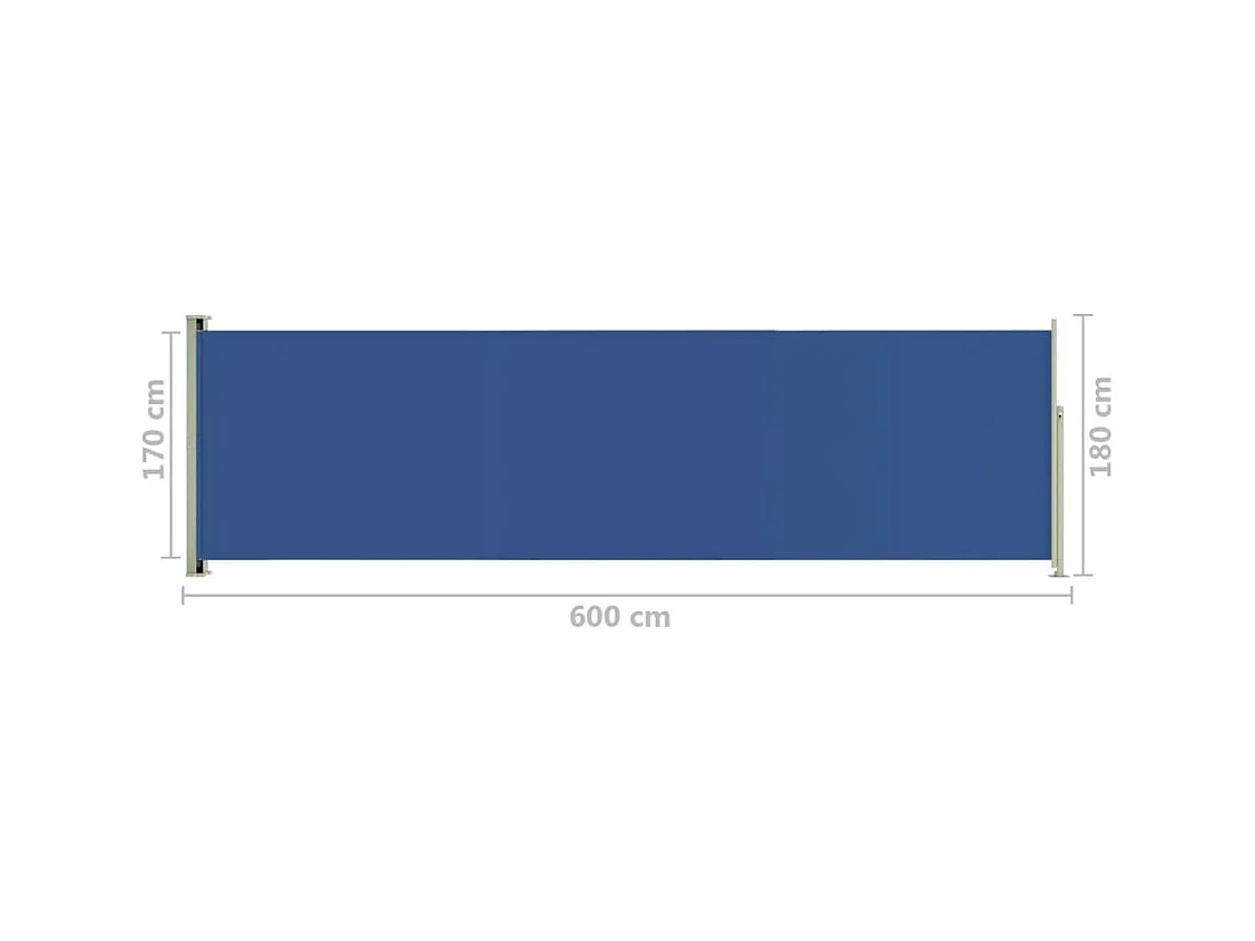 Tuinscherm uittrekbaar 180x600 cm blauw