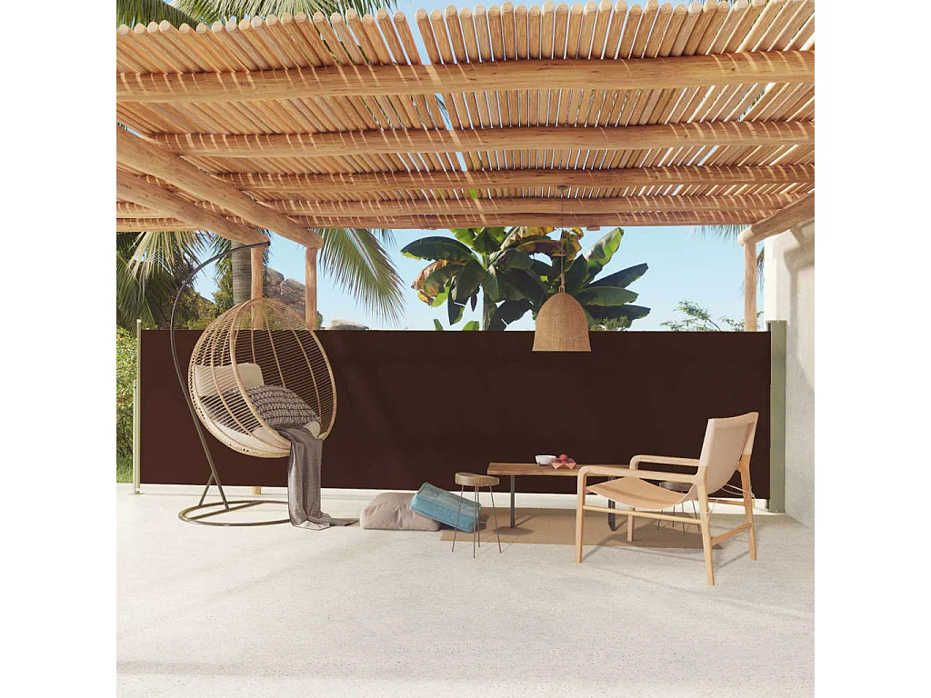 Auvent latéral rétractable de patio 140x600 Marron