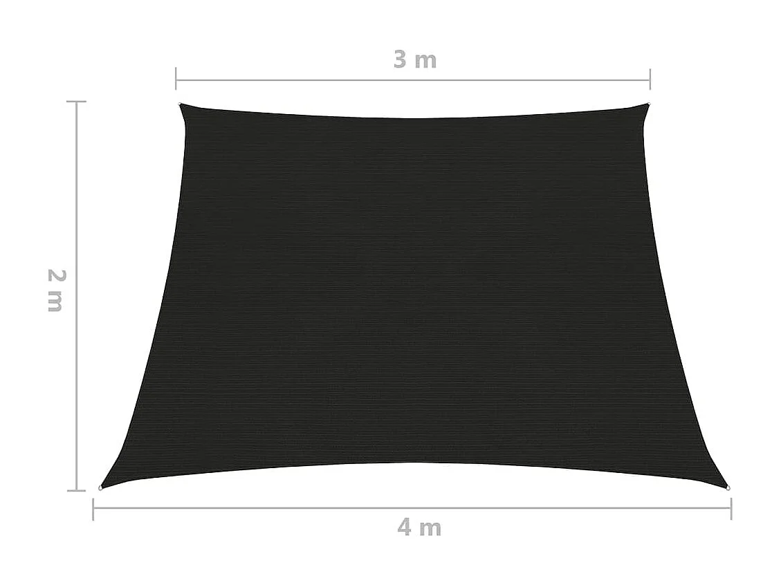 Voile d'ombrage 160 g-m² Noir 3-4x2 m PEHD