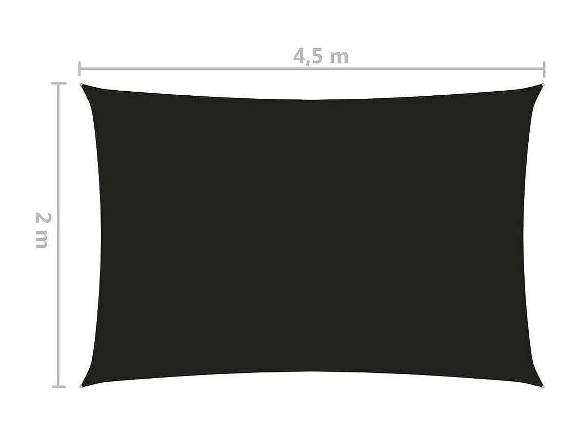 Voile de parasol Tissu Oxford rectangulaire 2x4,5 m Noir