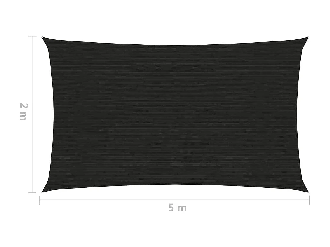 Voile d'ombrage 160 g-m² Noir 2x5 m PEHD