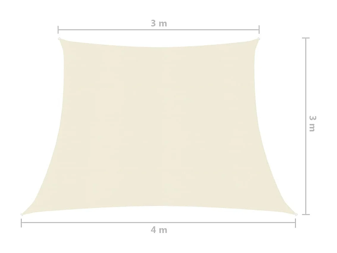 Voile d'ombrage 160 g-m² Crème 3-4x3 m PEHD