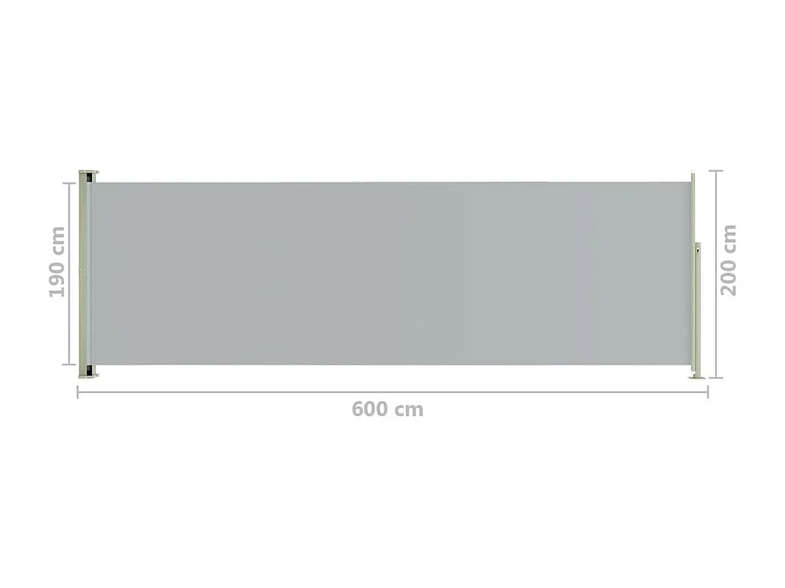 Auvent latéral rétractable de patio 200x600 Gris