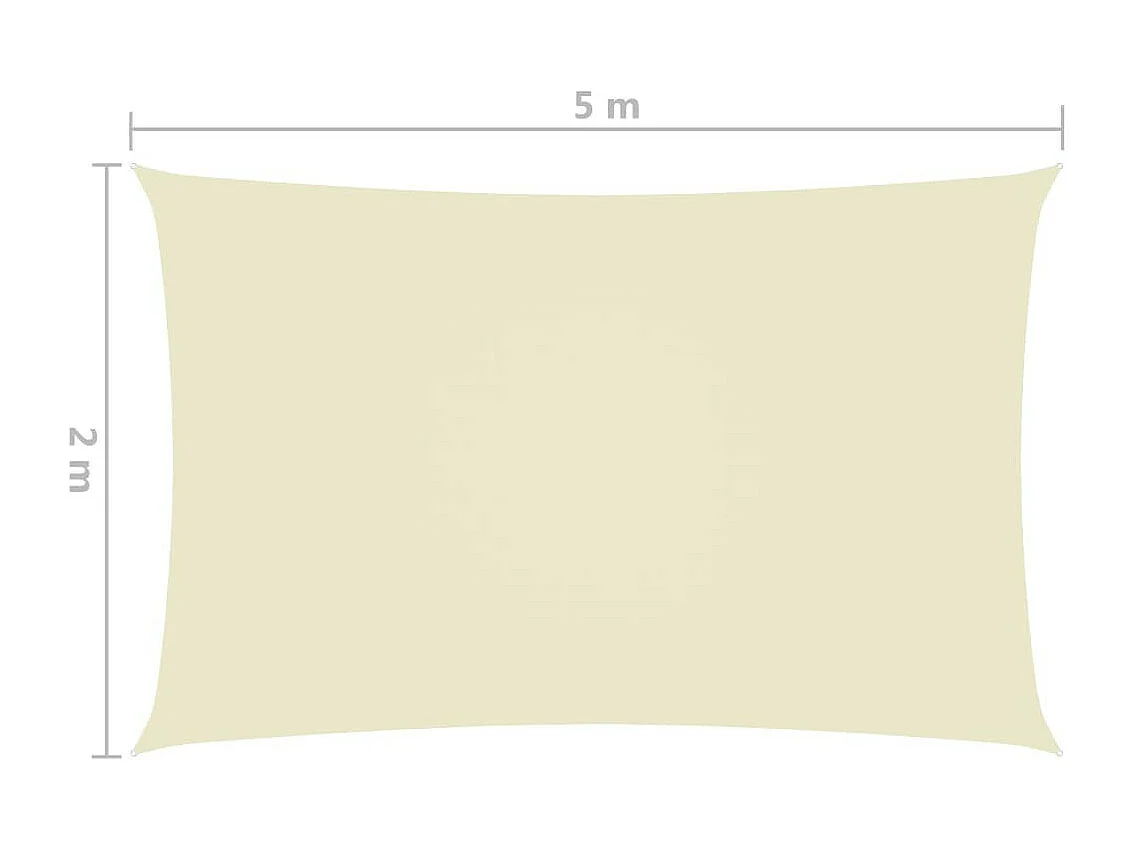 Voile de parasol Tissu Oxford rectangulaire 2x5 m Crème
