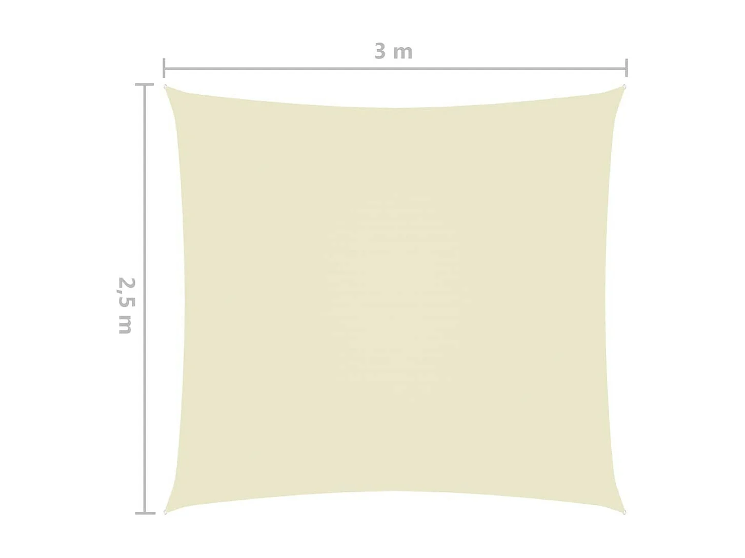 Voile de parasol Tissu Oxford rectangulaire 2,5x3 m Crème