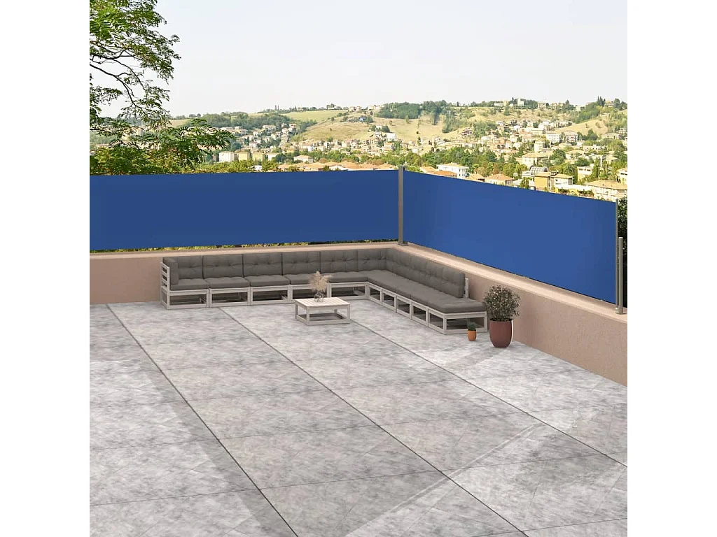 Auvent latéral rétractable Bleu 117x1200