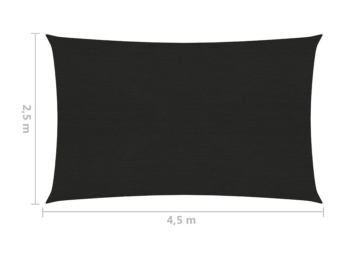 Voile d'ombrage 160 g-m² Noir 2,5x4,5 m PEHD