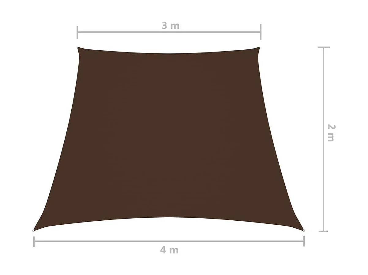 Voile de parasol Tissu Oxford trapèze 3-4x2 m Marron