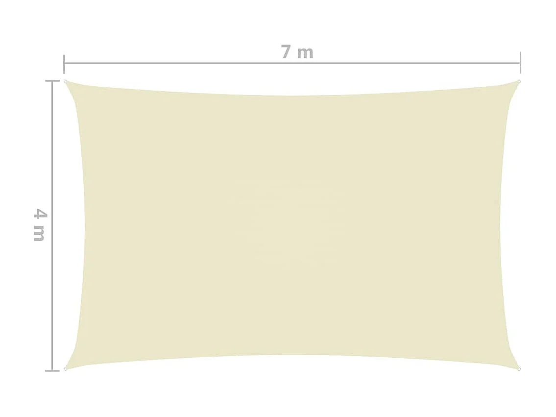 Voile de parasol Tissu Oxford rectangulaire 4x7 m Crème