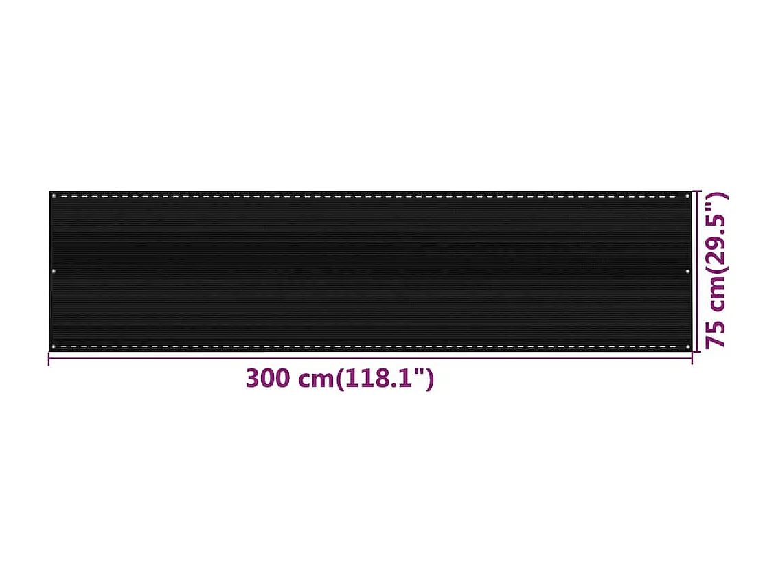 Écran de balcon Noir 75x300 PEHD
