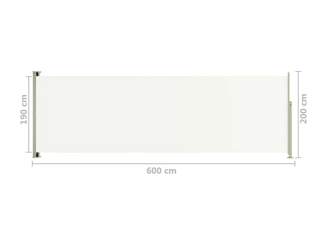Auvent latéral rétractable de patio 200x600 Crème