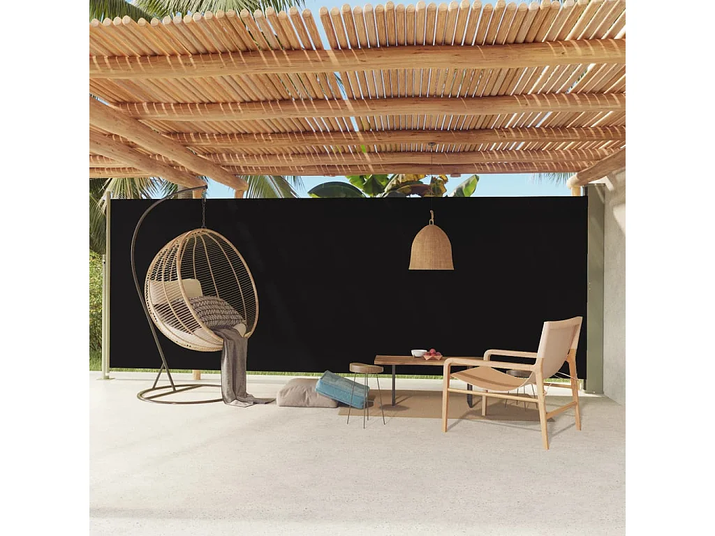 Auvent latéral rétractable de patio 200x600 Noir