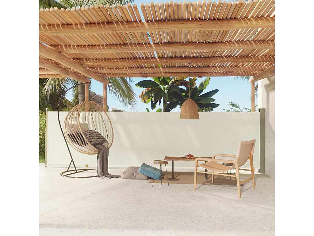 Auvent latéral rétractable de patio 140x600 Crème 2