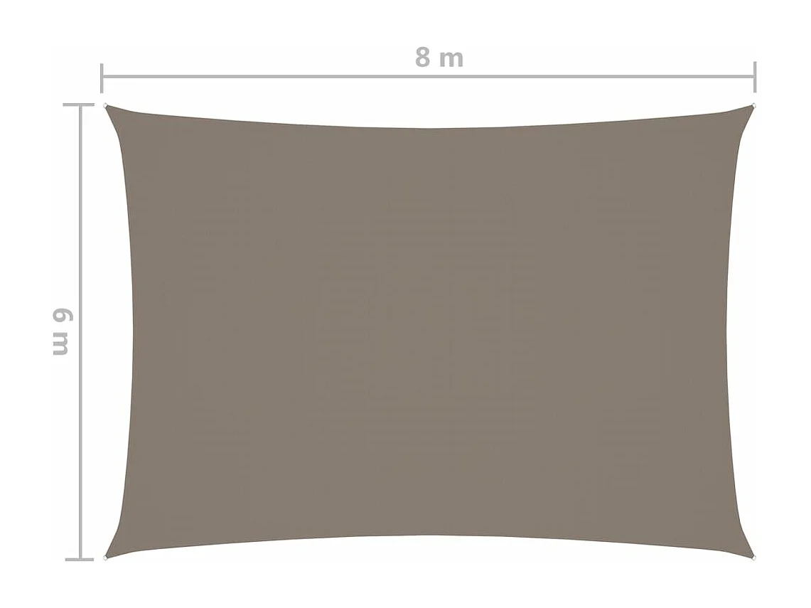 Voile de parasol Tissu Oxford rectangulaire 6x8 m Taupe
