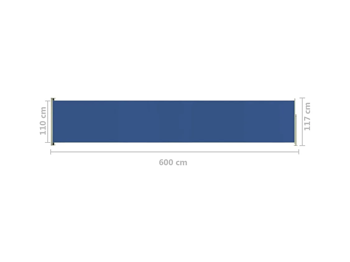 Auvent latéral rétractable de patio 117x600 Bleu